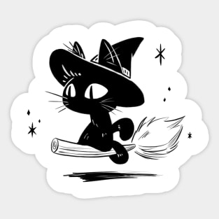 witch Cat [Black ink] Sticker